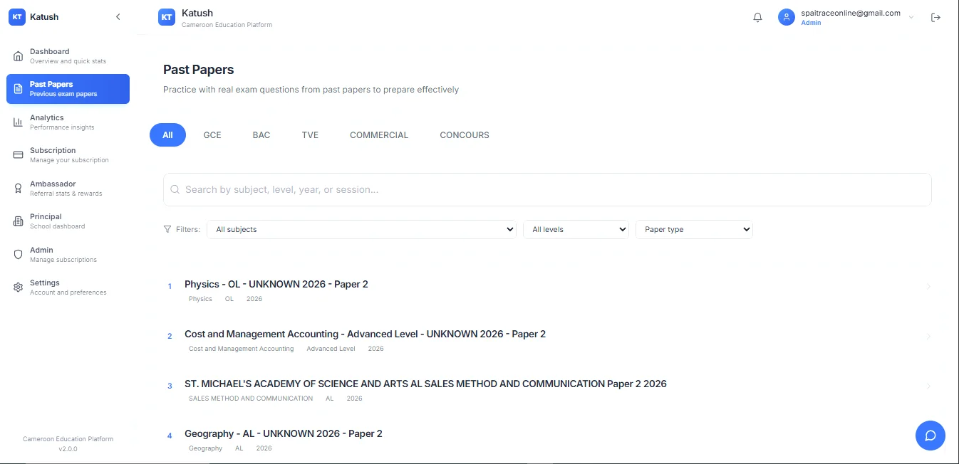 katush.online - Cameroon educational platform made for secondary schools