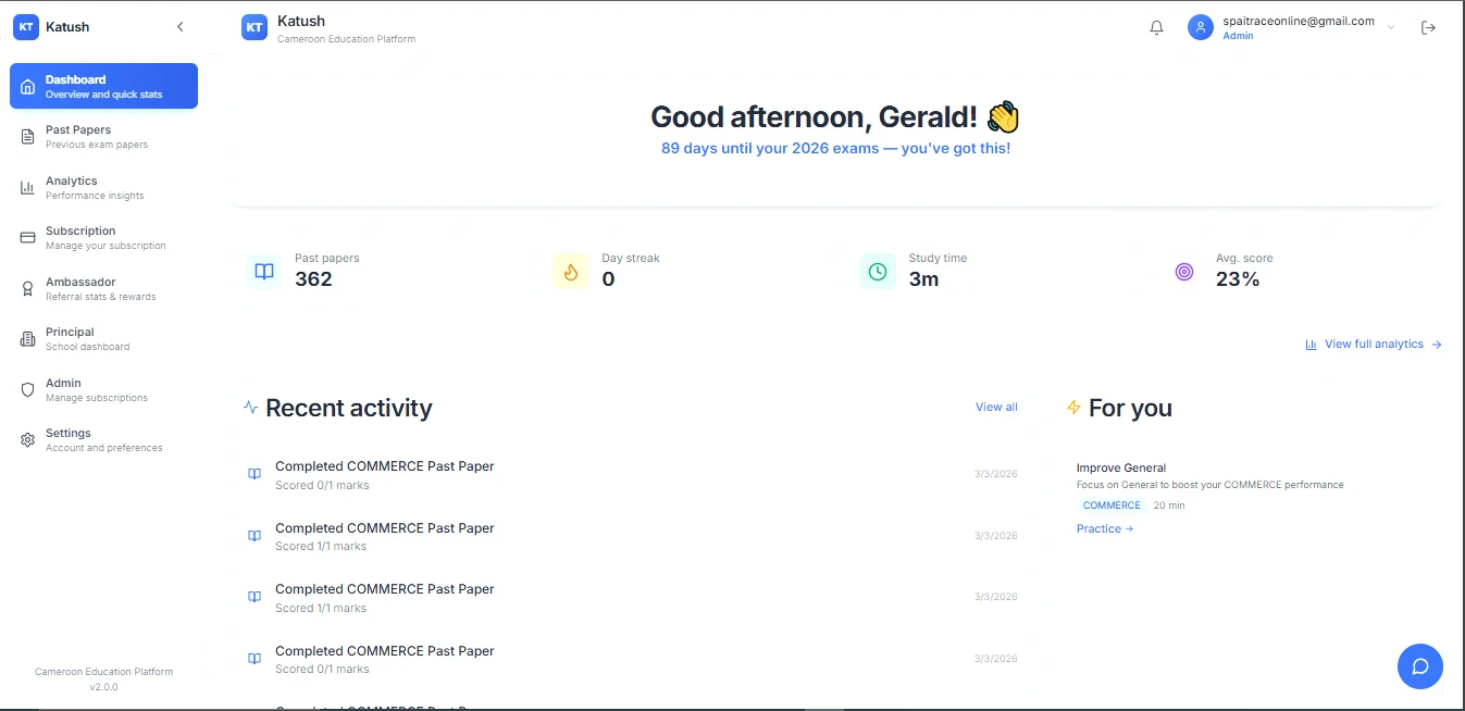katush.online - Cameroon educational platform made for secondary schools